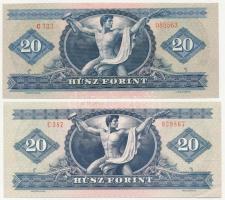 1969. 20Ft + 1980. 20Ft bal alsó sarokban sarokhajtás T:I-