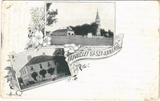 1903 Újszentanna, Új-Szt.-Anna, Szentanna, Santana; polgári fiú iskola / boy school. Art Nouveau, floral (EB)