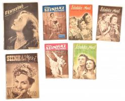 1945-1958 Vegyes színházi-mozi újság, 7 db: Színház és Mozi 4 száma, Fényszóró 1 száma, Film-Színház-Muzsika 2 száma. Változó állapotban.