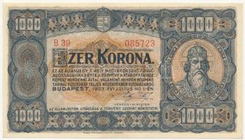 1923. 1000K Magyar Pénzjegynyomda R.t. Budapest nyomdahely jelöléssel T:I,I-  Adamo K37