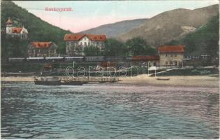 1913 Kovácspatak, Kovacov; látkép, vasútállomás, vonat, nyaraló. Grószner B. kiadása / general view, railway station, train, villa