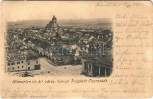 1903 Kismarton, Eisenstadt; sz. kir. város, tér, üzletek. Anton Pinter kiadása / Königl. Freistadt, Platz / square, shops (EM)
