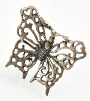 Ezüst(Ag) pillangó miniatűr, jelzett, 2,3×3 cm, nettó: 3,45 g