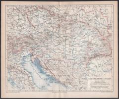 cca 1875 Oesterreich-Ungarn, az Osztrák-Magyar Monarchia térképe, Meyers Lexikon, szakadt, 24x28 cm