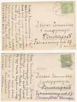 1916 Enying - 2 db RÉGI fotólap: polgári lakásbelső / 2 pre-1945 photos