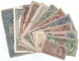 Vegyes 12db-os papírpénz tétel, nagyrészt pengő valamint egy-egy német és román bankjegy T:III,III-