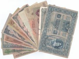 Vegyes 12db-os papírpénz tétel, nagyrészt pengő valamint egy-egy német és román bankjegy T:III,III-
