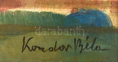 Kondor Béla jelzéssel: Mozdony. Vegye technika, farost. Kopott fa keretben. 30,5x43,5 cm