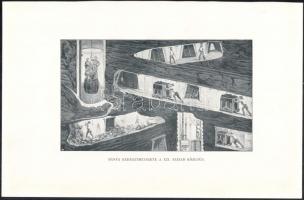 cca 1900 Kőszénbánya metszete és bánya keresztmetszete a XIX. század közepén, offszet illusztrációk,...