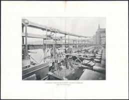 cca 1900 Hidakat ábrázoló nyomatok, az egyiken az Erzsébet-híd építésével, offszet, 28x36 cm és 28x37 cm