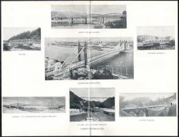 cca 1900 Hidakat ábrázoló nyomatok, az egyiken az Erzsébet-híd építésével, offszet, 28x36 cm és 28x3...