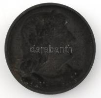 Antik, Mátyás királyt ábrázoló vas plakett. Jelzés nélkül, rozsdás. d: 8 cm