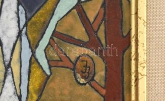Józsa János (1936-2016): Jelenet. Tűzzománc. Jelzett. Dekoratív keretben, 36,5x26,5 cm