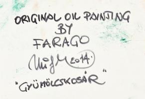Faragó Miklós (1947-): Gyümölcskosár. Olaj, karton. Jelzett. Hátoldalán autográf felirattal. Dekorat...