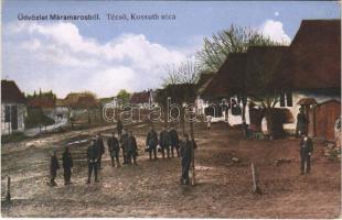 1917 Técső, Tiacevo, Tiachiv, Tyachiv; Kossuth utca, katonák / street, soldiers