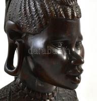 Afrikai, ébenfa, faragott fél akt szobor. 37 cm