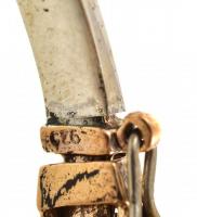 Aranyozott ezüst(Ag) karperec, virágos motívummal, kövekkel gazdagon kirakva, jelzett, 5×6 cm, brutt...