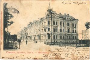 1903 Temesvár, Timisoara; Gyárváros, Liget út, villamos / Fabric, street, tram (EK)
