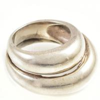 Ezüst(Ag) modern dupla körös gyűrű, jelzett, méret: 51, nettó: 13,88 g