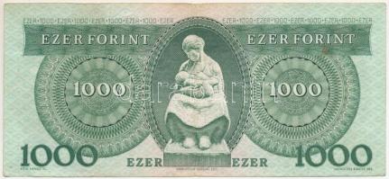 1983. november 10. 1000Ft "C 01983282" nyomdai papírráncból eredő látványos nyomathibával ...