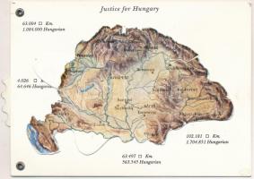 Justice for Hungary - mechanikus modern térképes irredenta lap. István A.I. de Kunéry The Hague-Netherland / Map of Hungary - Irredenta mechanical modern postcard