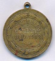 1902. Kossuth Lajos 1802-1902 születésének 100. évfordulójára aranyozott Br emlékérem füllel (29mm) T:2
