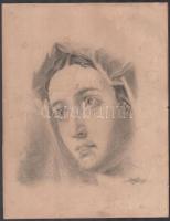 Olvashatatlan jelzéssel, 868 datálással: Női arckép. Ceruza, papír, lap szélén apró szakadásokkal, foltos, 30x23,5 cm