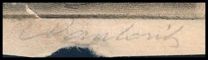 Paulovits Pál (1892-1975): Keresztútnál. Színezett rézkarc, papír, jelzett. Sérült, hiányos. 28×21 c...