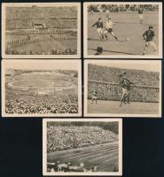 cca 1920-1940 Sportfotó tétel (futball, úszás, kerékpározás), 10 db régi fotó, 8,5x6 cm és 9,5x7 cm ...