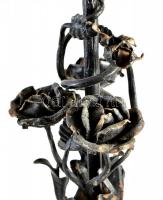 Nagy méretű, antik kovácsoltvas virágtartó, rózsás díszítéssel XIX. sz. 79 cm