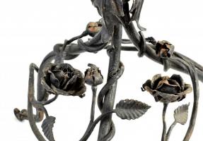 Nagy méretű, antik kovácsoltvas virágtartó, rózsás díszítéssel XIX. sz. 79 cm