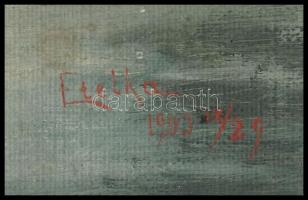 Etelka 1900 IX/29 jelzéssel: Vízparton. Olaj, vászon. Kissé sérült. 20,5×28,5 cm