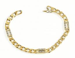 Aranyozott ezüst(Ag) pancer karkötő, apró kövekkel, jelzett, h: 17 cm, bruttó: 11,65 g