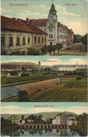 Terezín, Theresienstadt; Neue Post, Schanzenpartie, Mühlen an der Eger / post office, castle rampart, mill (EK)