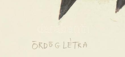 ef.Zámbó (efZámbó) István (1950-): Ördöglétra. Egyedi beavatkozású print (ebp), merített papír, jelz...