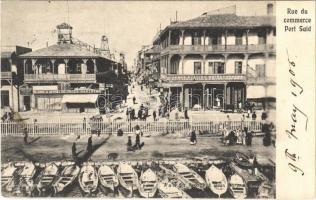 1905 Port Said, Rue du commerce / trade street, shop of Georges Bakirtzi, Coast Guard office, boats