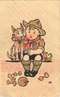 1935 Danish boy scout art postcard (EB)