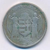 1930. 5P Ag "Horthy jobbra" T:3 patina Adamo P8