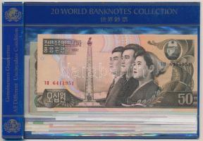 Vegyes 20db-os távol-keleti bankjegy tétel 20 WORLD BANKNOTES COLLECTION tartóban T:I,I-
