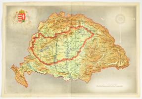 cca 1925 A megcsonkított Magyarország térképe, angyalos címerrel, irredenta kiadás, 1:2 500 000, 30,5×43,5 cm