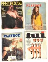1971-1975 4 db erotikus magazin (Playboy, Penthouse, Lui), angol és francia nyelvű, szakadásokkal, hiányokkal