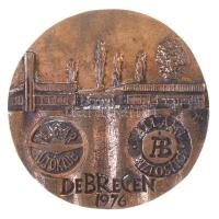1976. Debrecen egyoldalas Br plakett a Magyar Autóklub és az Állami Biztosító logóival, eredeti tokban (84mm) T:1-