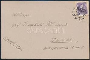 1938 Dr. báró Nyáry Pál író, a magyar-lengyel kapcsolatok szószólója saját kézzel írt és aláírt levelezőlapja a lengyel gróf Dambski Pálnal Varsóba