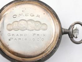 Omega zsebóra ezüst, pikkelyes tokkal, jelzett tok, jelzett szerkezet, sérült számlap  Tisztításra s...