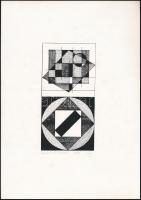 Vogel Ferenc (?-): Kompozíció II., III., 1987. Szerigráfia, karton, jelzett, számozott (20/20). 16×8 cm