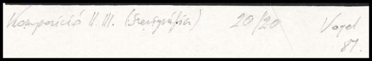 Vogel Ferenc (?-): Kompozíció II., III., 1987. Szerigráfia, karton, jelzett, számozott (20/20). 16×8...