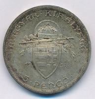1938. 5P Ag "Szent István" T:2 patina 
Adamo P8.1