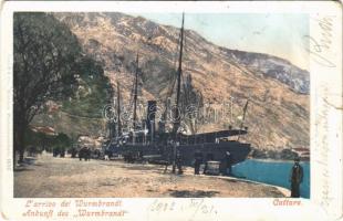 1902 Kotor, Cattaro; Larrivo del Wurmbrandt / Ankunft des Wurmbrandt Österreichischer Lloyd / Austro-Hungarian shipping companys steamship arriving in the Bay of Kotor (r)