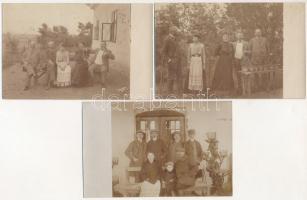 1910 Szécsény - 3 db régi családi fotó képeslap / 3 family photo postcards