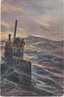 Deutsche Unterseeboot / WWI Imperial German Navy (Kaiserliche Marine) art postcard, submarine s: Willy Stöwer (EK)